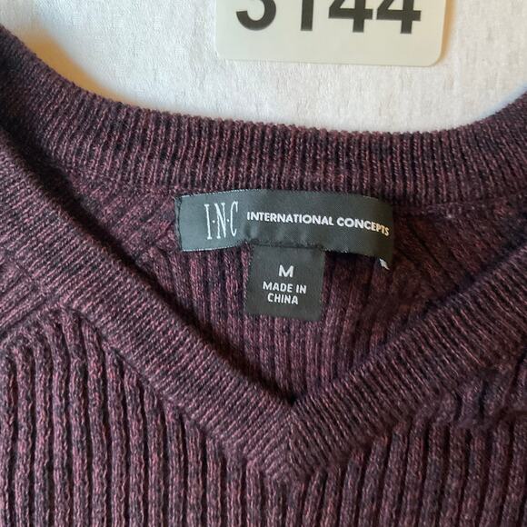 I.N.C Women Long Sleeve V-neck Knit Sweater size M, Deep Wine Purple - Picture 4 of 6